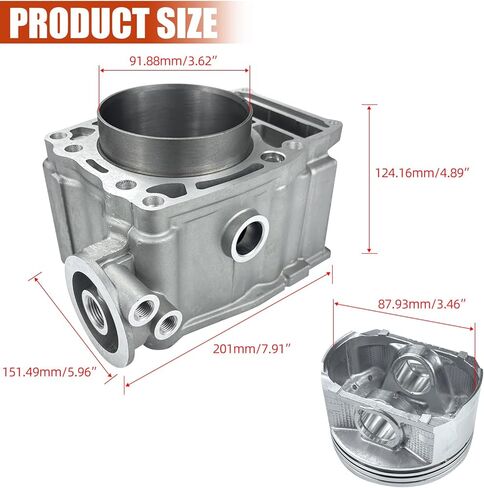 92mm Bore Cylinder Piston Ring Gasket Top End Rebuild Kit Compatible with Polaris Ranger Sportsman Scrambler 500 1996-2012 3087221 3085526 3085634 in Kuwait