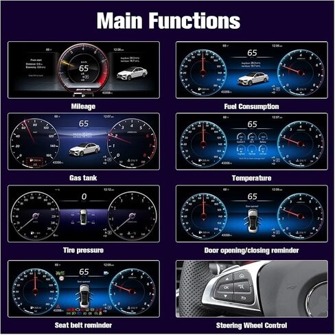 12.3’’Digital Instrument Cluster Compatible For Mercedes Benz C-Class W204 (2011–2014) NTG 4.5 Dashboard Gauge Panel in Kuwait