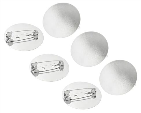 ONLYKXY 30pcs 3cm Metal Brooch Tray Round Flat Blank Pins Disk Base Back Clasps Badge Craft Fasteners Lock Buckle Bar Pin for Corsage Lapel DIY Jewelry Decor Name Tags Making Accessories (Slver) in Kuwait