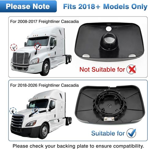 زجاج مرآة غطاء محرك السيارة TOP-MAX متوافق مع شاحنة Freightliner Cascadia Truck 2018+، استبدال زجاج مرآة غطاء المحرك المحدب الساخن، جانب السائق أو الراكب، يستبدل 2277791502 in Kuwait