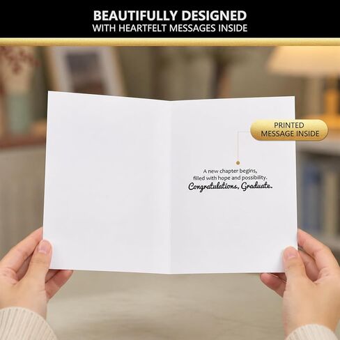 12 Pack Gold Foil Graduation Cards 5 x 7 in with Envelopes and Sticker Seals, 6 Elegant Designs with Printed Messages Inside, Congrats Cards for High School & College Graduates, Gifting and Mailing in Saudi Arabia