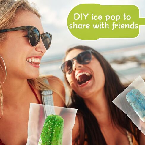 Patelai 400 Pcs Ice Cream Sticks and Bags Set Include 300 Self Adhesive Clear Ice Pop Plastic Bags and 100 Disposable Wooden Sticks Craft Stick for DIY Making Supply, 4.49 Inch,8.27 x3.2inch in Kuwait