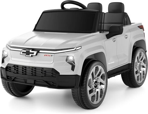 24V Licensed Chevrolet Silverado Electric Car for Kids, Ride on Toys for Toddlers with Remote Control, Soft Start, LED Lights, Music Player, Seat Belts, Easy to Assemble, Black in Kuwait