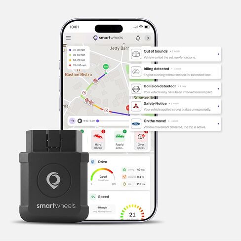 GPS Tracker for Vehicles- Real Time Location Tracking, Route History, Speed & Driving Insights, Geo-Fence, Accident Alerts |Car Tracker for Families & Fleets |Cancel Anytime in Saudi Arabia