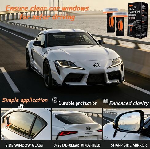 2Pcs Glass Oil Film Remover, Advanced Auto Glass Polish & Hydrophobic Coating with Ergonomic Applicator, Professional Windshield Restorer for Luxury Vehicles & Architectural Glass in Kuwait
