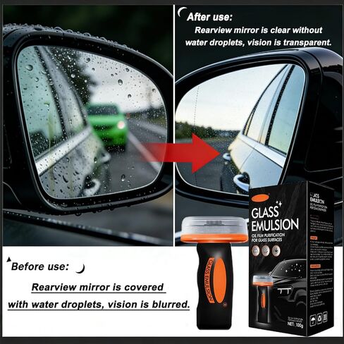 2Pcs Glass Oil Film Remover, Advanced Auto Glass Polish & Hydrophobic Coating with Ergonomic Applicator, Professional Windshield Restorer for Luxury Vehicles & Architectural Glass in Kuwait