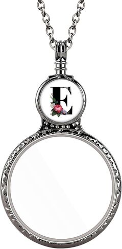 Handmade Personalized Initial Magnifying Glass Necklace, 10X Magnifier Monocle Pendant with Floral Monogram Letter (A-Z) for Reading Seniors Jewelry Lovers Magnifier Lens (P) in Saudi Arabia