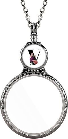 Handmade Personalized Initial Magnifying Glass Necklace, 10X Magnifier Monocle Pendant with Floral Monogram Letter (A-Z) for Reading Seniors Jewelry Lovers Magnifier Lens (P) in Saudi Arabia