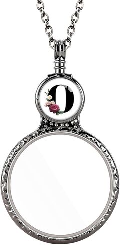 Handmade Personalized Initial Magnifying Glass Necklace, 10X Magnifier Monocle Pendant with Floral Monogram Letter (A-Z) for Reading Seniors Jewelry Lovers Magnifier Lens (P) in Saudi Arabia