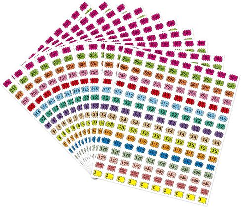 Garage Sale Price Stickers, 1600 PCS 3/4 Inch Price Stickers for Yard Sales, Flea Markets, County Fairs & Retail Use, Pricemarker Labels, (1600) in Kuwait