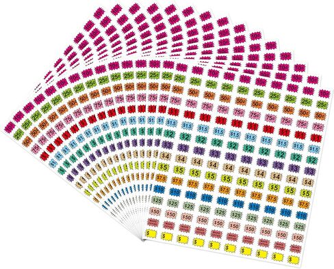 Garage Sale Price Stickers, 1600 PCS 3/4 Inch Price Stickers for Yard Sales, Flea Markets, County Fairs & Retail Use, Pricemarker Labels, (1600) in Saudi Arabia