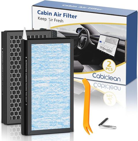 Tesla Model 3 Model Y Cabin Air Filter Replacement Accessories, 2 Pack H13 HEPA Premium Activated Carbon Air Filter for Tesla Model 3/Y (2016-2025), 4-Stage Filtrtion in Kuwait