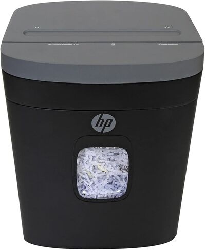 HP - آلة تمزيق الورق بشكل متقاطع، سعة 16 ورقة، تصميم علوي منزلق، سلة قابلة للسحب، تمزيق آمن للاستخدام المكتبي، تصميم متوسط ​​الحجم مع عجلات دوارة in Kuwait