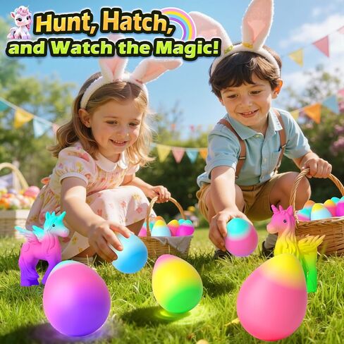 Unicorn Hatching Rainbow Eggs for Kids - 6 Pack Magic Growing Unicorn Toys for Girls Age 3-8 - Birthday Gifts, Easter Basket Stuffers & Party Favors for 3+ Year Old - Girl Gifts for Ages 3 4 5 6 7 8 in Kuwait