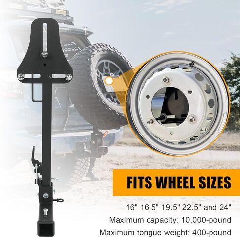 JDMSPEED RV Spare Tire Carrier Mount Adjustable Trailer Hitch with 2 Inch Receiver Compatible with 16" 16.5" 19.5" 22.5" 24" Wheels for Vans SUVs and Motorhomes in Kuwait