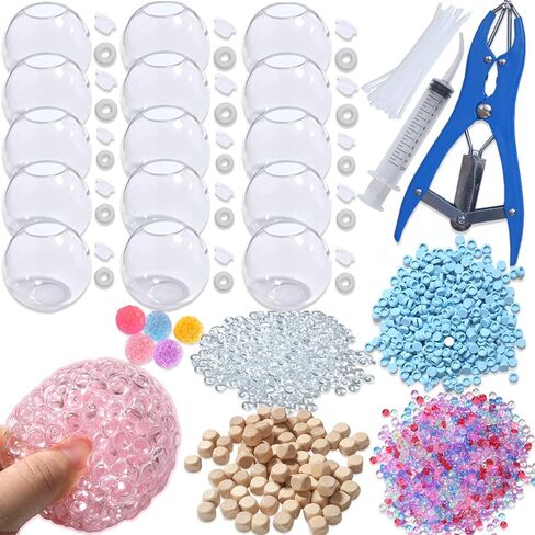 DIY Stress Ball Making Kit with Filler-15PCS Stress Ball Making Kit Stress Balls, Transparent Blank Skins with Air Pump & Expander Tool for Pressure Squishy Balls for Adult (15PC, Style A) in Saudi Arabia
