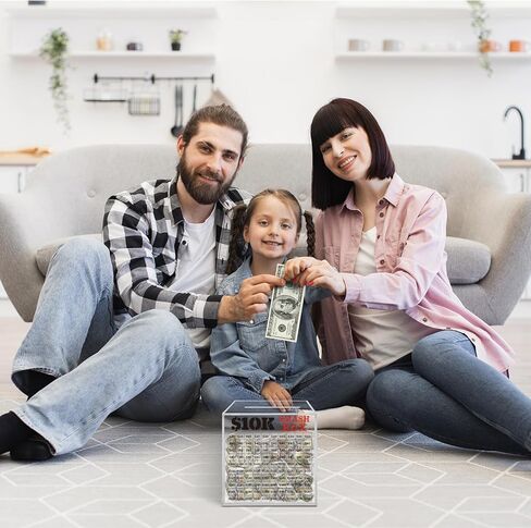 صندوق سماش 10 كيلو لتحدي توفير المال، 4.72 بوصة، بنك أصبع أكريليك شفاف للعملات النقدية غير قابلة للكسر، تحدي توفير المال 10000 دولار، هدية مالية ممتعة للرجال والنساء والمراهقين، يجب كسرها لفتحها in Kuwait