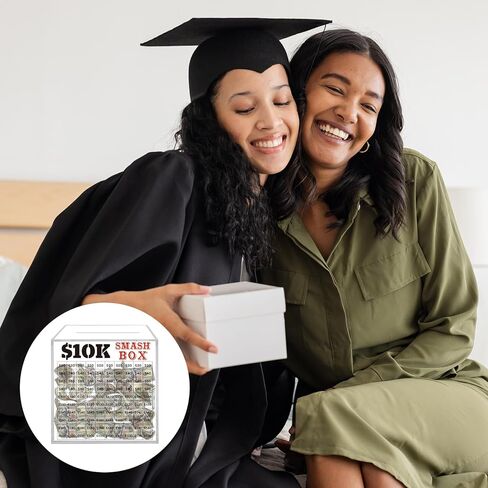 صندوق سماش 10 كيلو لتحدي توفير المال، 4.72 بوصة، بنك أصبع أكريليك شفاف للعملات النقدية غير قابلة للكسر، تحدي توفير المال 10000 دولار، هدية مالية ممتعة للرجال والنساء والمراهقين، يجب كسرها لفتحها in Kuwait