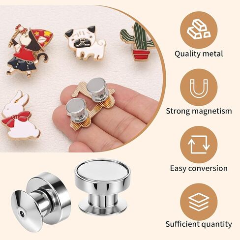 50 PCS Magnetic Pin Backs for Enamel Pins - Convert Pins to Refrigerator Magnets, Decorative Fridge Magnets for Home, Office, Whiteboard, Fridge Decor (Enamel Pins Not Included) in Kuwait