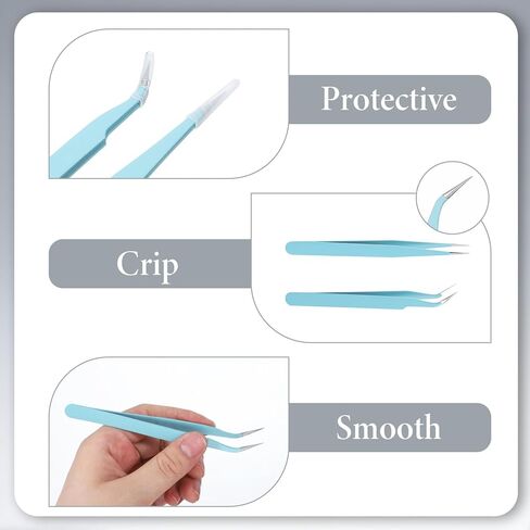 Sticker Tweezers, 2 Pcs Craft Tweezers Scrapbooking Tools Precision Tweezer Blue Cute Crafting Tweezer for Stickers Lashes Electronics Scrapbooking (Light Blue) in Kuwait