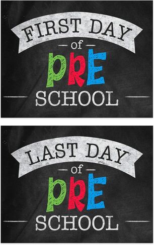 لافتات Rainbow Hello First Day Goodbye Last Day of School / دعامات صور مزدوجة الجوانب مقاس 8.5 بوصة × 11 بوصة/علامات العودة إلى المدرسة من مرحلة ما قبل المدرسة إلى الكلية لجميع الدرجات/صُنعت في الولايات المتحدة الأمريكية in Kuwait