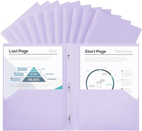 SUIN Plastic Project-Folder with 2 Pockets and 3-Prong Fasteners, for US Letter Size, Bulk Pack Color File-Folder for US Letter Size Papers, Ideal for School & Office, (Assorted Pastel Colors) in Kuwait