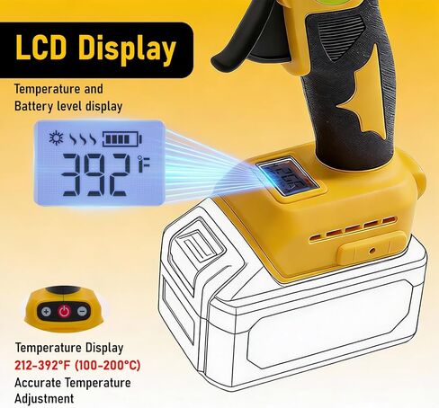 110W Cordless Hot Glue Gun Compatible with DeWalt 18V Battery, Upgraded Digital Adjustable Temp Heavy Duty Glue Gun with 20 Full-Size Sticks for DIY, Arts, Crafts & Home Repair (Battery Not Included) in Kuwait