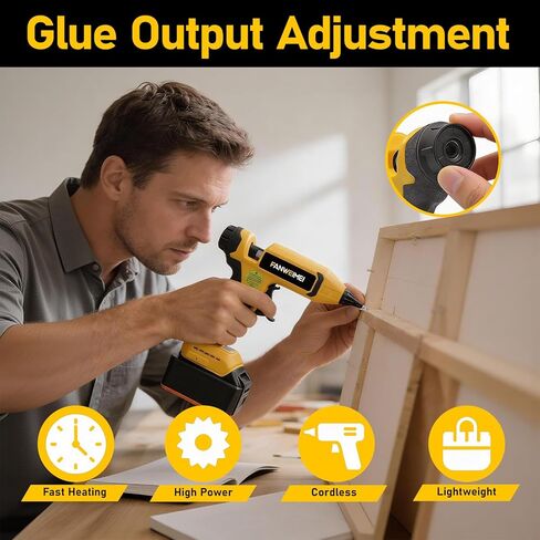 110W Cordless Hot Glue Gun Compatible with DeWalt 18V Battery, Upgraded Digital Adjustable Temp Heavy Duty Glue Gun with 20 Full-Size Sticks for DIY, Arts, Crafts & Home Repair (Battery Not Included) in Kuwait