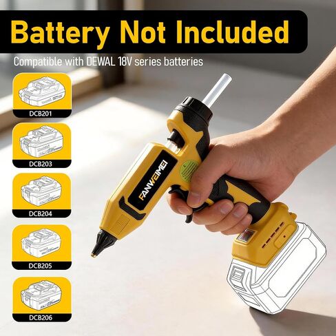 110W Cordless Hot Glue Gun Compatible with DeWalt 18V Battery, Upgraded Digital Adjustable Temp Heavy Duty Glue Gun with 20 Full-Size Sticks for DIY, Arts, Crafts & Home Repair (Battery Not Included) in Kuwait