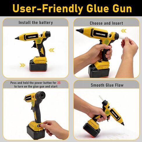 110W Cordless Hot Glue Gun Compatible with DeWalt 18V Battery, Upgraded Digital Adjustable Temp Heavy Duty Glue Gun with 20 Full-Size Sticks for DIY, Arts, Crafts & Home Repair (Battery Not Included) in Kuwait
