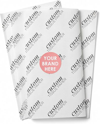COACO Personalized Tissue Paper, Your Custom Design, Logo, or Text, Great for Holiday or Special Occasion, Small Business Packaging or Gift Wrapping, 30, 50, or 100 Count, White (18"x10") in Saudi Arabia