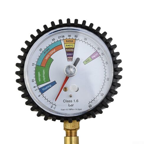 جهاز قياس ضغط النيتروجين النحاسي HVAC R134a R22 R410A، 80 مم -1 إلى 60 بار، أداة اختبار تسرب 1/4 SAE للسيارات المنزلية AC in Kuwait