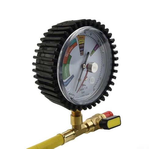 جهاز قياس ضغط النيتروجين النحاسي HVAC R134a R22 R410A، 80 مم -1 إلى 60 بار، أداة اختبار تسرب 1/4 SAE للسيارات المنزلية AC in Kuwait