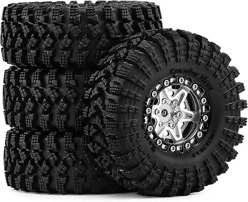 1.3" Pre-Assembled Beadlock Wheels and Tires 64mm (2.52in) for SCX24 TRX4M 1/18 1/24 RC Crawlers – Aluminum Rims, Rubber Tires with Foam Inserts, Easy-Install Upgrade Parts (Gold) in Kuwait
