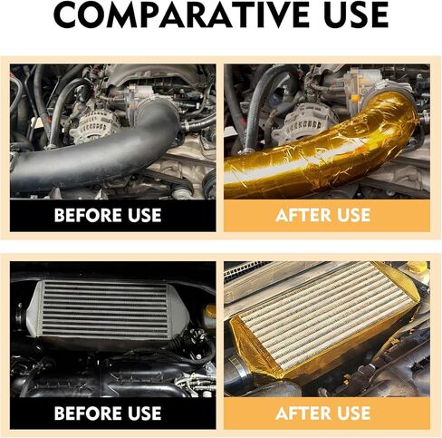 Adhesive Backed Heat Shield Wrap Roll, 2" x 29.5 Ft Gold High-Temperature Reflective Tape, Compatible with Car Engine Bay, Intake Pipe & Heat Barrier Protection in Kuwait