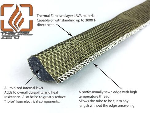 Thermal Zero High Temperature LAVA Heat Sleeve Exhaust Heat Aluminized Heat Sheath 1.5" X 36" Long in Kuwait