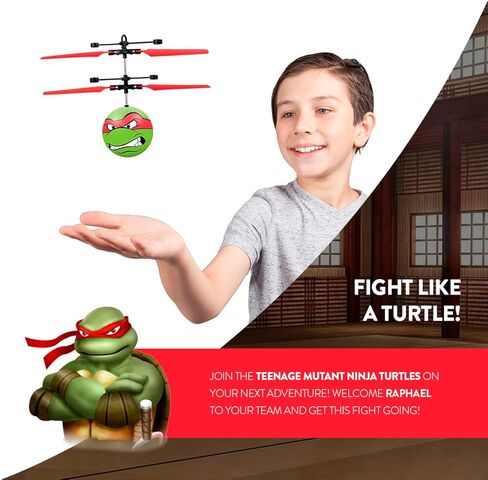 لعبة سلاحف النينجا رافائيل الطائرة من World Tech Toys - كرة طائرة تستشعر الحركة مع شحن USB - مرخصة من TMNT - طائرة بدون طيار داخلية/خارجية للأطفال من سن 6 سنوات فما فوق in Kuwait