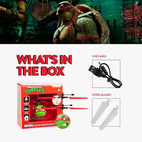لعبة سلاحف النينجا رافائيل الطائرة من World Tech Toys - كرة طائرة تستشعر الحركة مع شحن USB - مرخصة من TMNT - طائرة بدون طيار داخلية/خارجية للأطفال من سن 6 سنوات فما فوق in Kuwait