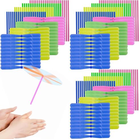 240 Pieces Hand Helicopter Spinner Hand Rub Plastic Propeller Outdoor Flying Plastic Dragonfly Toy Color Toy in Kuwait