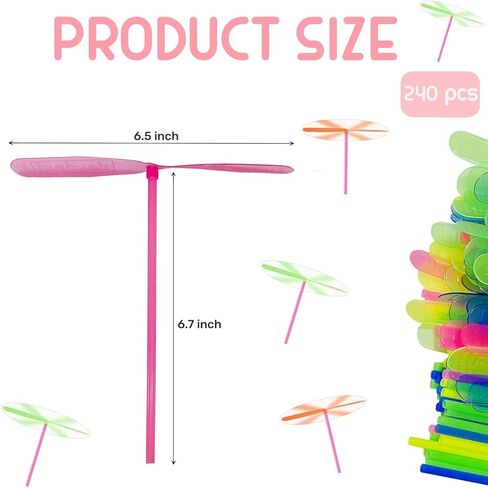240 Pieces Hand Helicopter Spinner Hand Rub Plastic Propeller Outdoor Flying Plastic Dragonfly Toy Color Toy in Kuwait