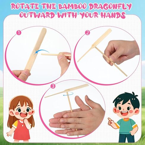 Kisangel 20pcs Hand Helicopter Toys, Bamboo Copter Dragonfly Flying Helicopter Toy Flying Disc Launcher for Kids Outdoor Party Favors in Kuwait