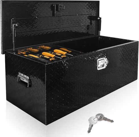 39 Inch Truck Bed Tool Box Heavy Duty Diamond Plate ToolBox with Sliding Shelf and Lock Tool Box Chest Chest Storage Organizer with Lock and Keys for Trucks Trailers RVs Pick Up in Kuwait