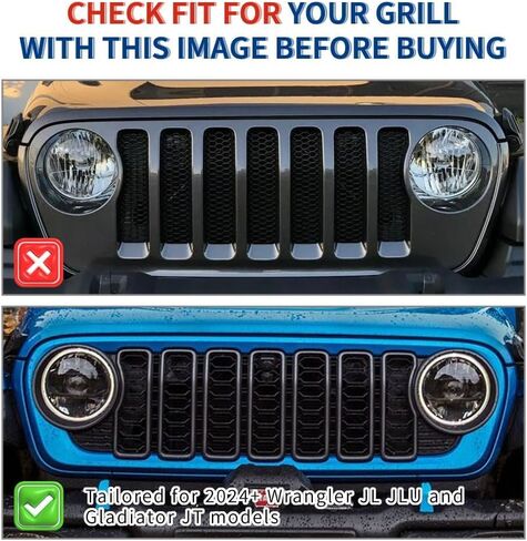9PCS Front Grille Inserts & Headlight Cover Compatible with (2024-2026) Jeep Wrangler JL/Gladiator JT, Not For Sport, Sport S and Mojave (Red, 2024+ JL/JT) in Kuwait