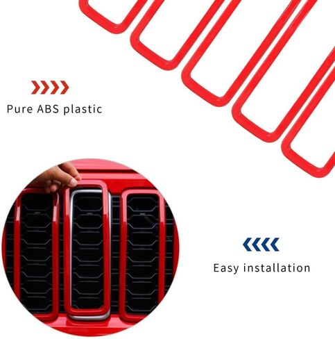 9PCS Front Grille Inserts & Headlight Cover Compatible with (2024-2026) Jeep Wrangler JL/Gladiator JT, Not For Sport, Sport S and Mojave (Red, 2024+ JL/JT) in Kuwait