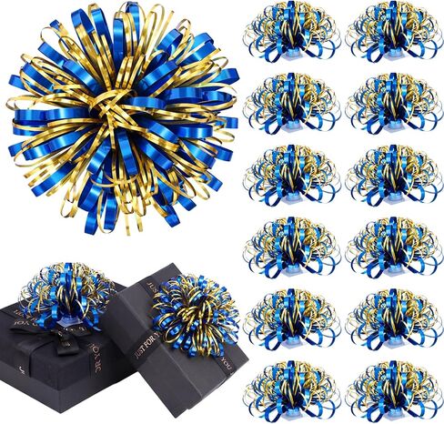 12 Pcs Graduation Gift Bows Assortment 4 Inches Self-Adhesive Fountain Bow Congrats Grad Present Wrap Accessory for College School Graduation Party Gift Wrapping (Gold,Black) in Kuwait