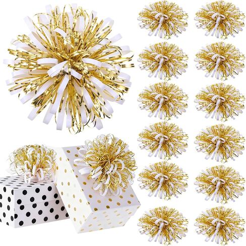 12 Pcs Graduation Gift Bows Assortment 4 Inches Self-Adhesive Fountain Bow Congrats Grad Present Wrap Accessory for College School Graduation Party Gift Wrapping (Gold,Black) in Saudi Arabia