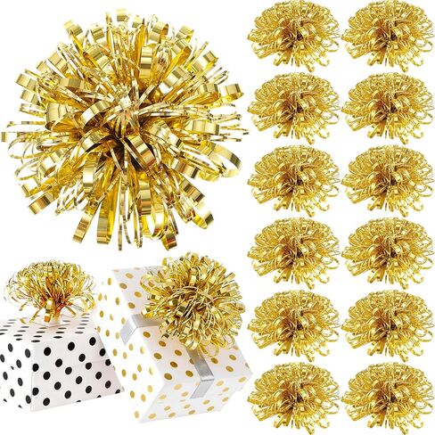 12 Pcs Graduation Gift Bows Assortment 4 Inches Self-Adhesive Fountain Bow Congrats Grad Present Wrap Accessory for College School Graduation Party Gift Wrapping (Gold,Black) in Saudi Arabia