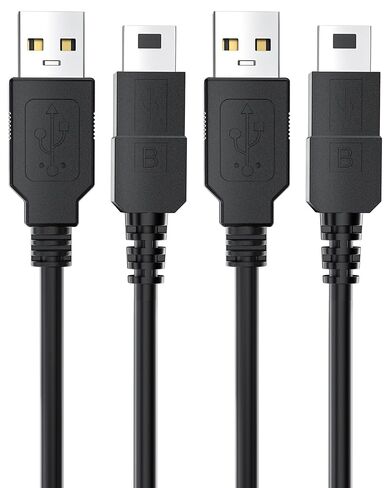 2 كابل USB صغير بطول 5.9 قدم، قلب فريت مدمج، كابل USB 2.0 A إلى Mini B، مزامنة وشحن بيانات 480 ميجا بت في الثانية، سلك نحاسي نقي لوحدة تحكم PS3، كاميرا رقمية، محرك الأقراص الصلبة، GPS، MP3، كاميرا Dash Cam in Saudi Arabia