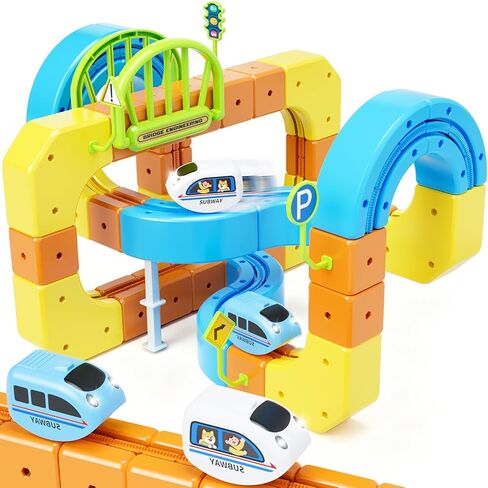 Electric Train Set Cube Track for Kids Ages 4-8, Infinity Racer 3D Train for Toddlers, Track Fusion Building Toy with Anti Gravity Race Track, STEM Learning Fun Gift for Boys Girls, Include 2 Trains in Kuwait
