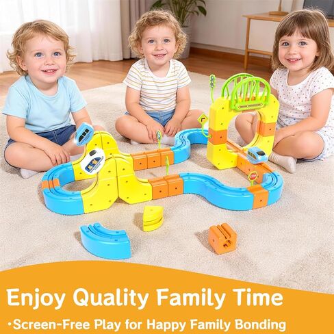 Electric Train Set Cube Track for Kids Ages 4-8, Infinity Racer 3D Train for Toddlers, Track Fusion Building Toy with Anti Gravity Race Track, STEM Learning Fun Gift for Boys Girls, Include 2 Trains in Kuwait